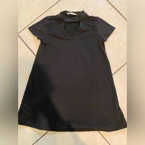 Black turtle neck cut out t-shirt dress
